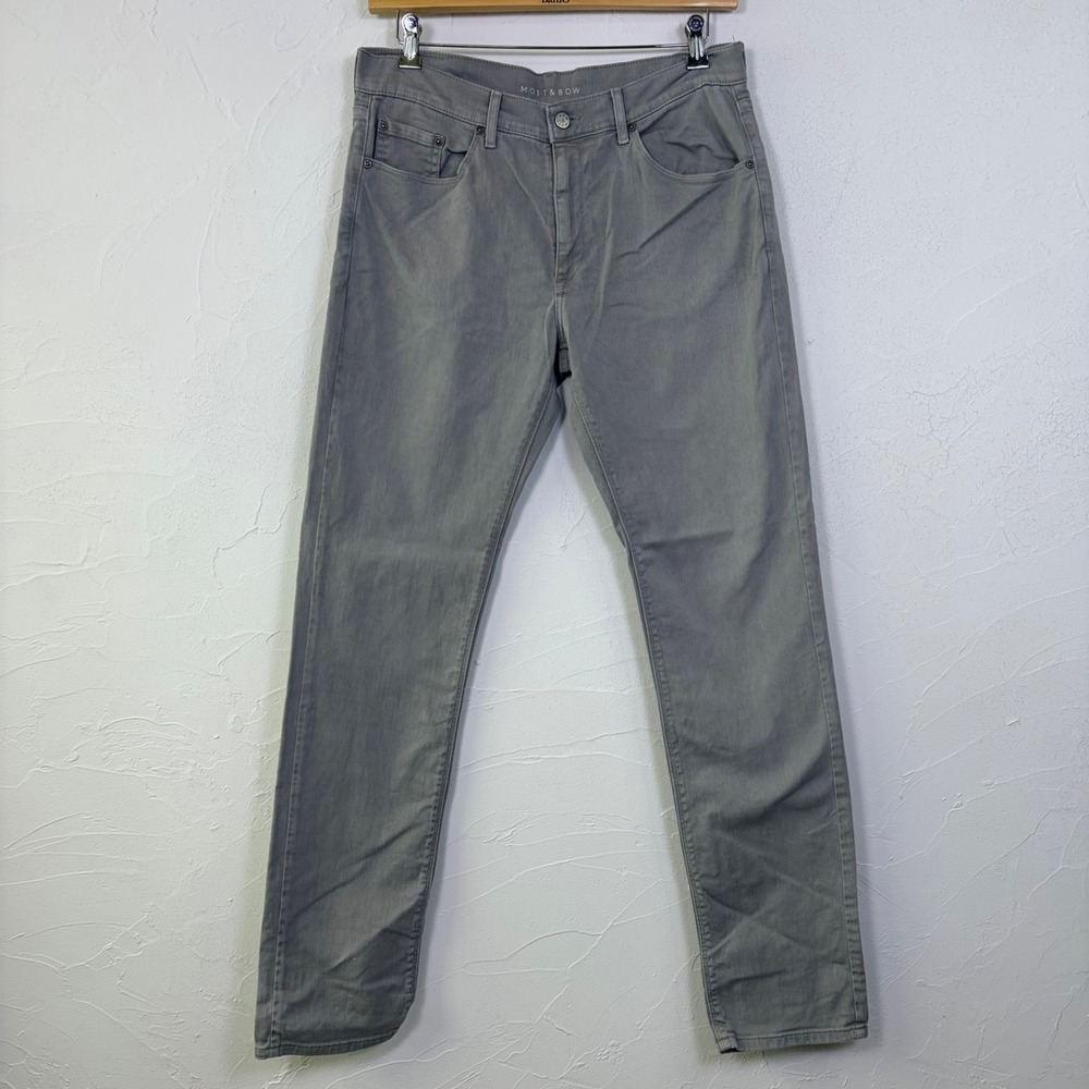 Mott & Bow Slim Mercer Jeans Mens 34 x 34 Grey Twill Stretch Casual Minimalist
